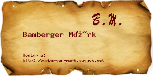 Bamberger Márk névjegykártya